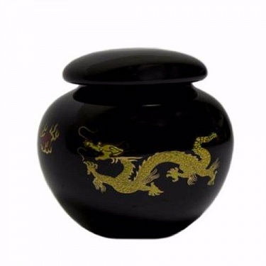 Чайница шар с Драконом (фарфор) черная 150 мл