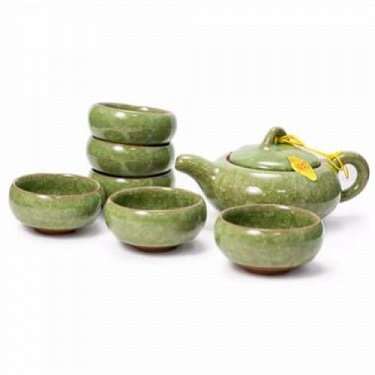Сервиз чайный 7 предметов (глина, глазурь) светло-зеленый