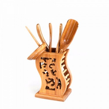 Инструменты для чайной церемонии "Иероглиф" (светлый бамбук)