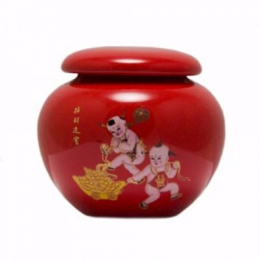 Чайница шар Дети (фарфор) красный 150 мл