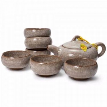 Сервиз чайный 7 предметов (глина, глазурь) светло-сиреневый