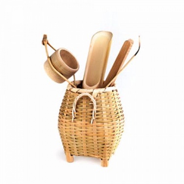 Инструменты для чайной церемонии "Корзинка" (лоза, светлый бамбук) 5 предметов
