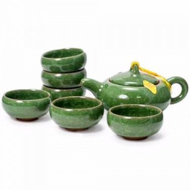Сервиз чайный 7 предметов (глина, глазурь) темно-зеленый