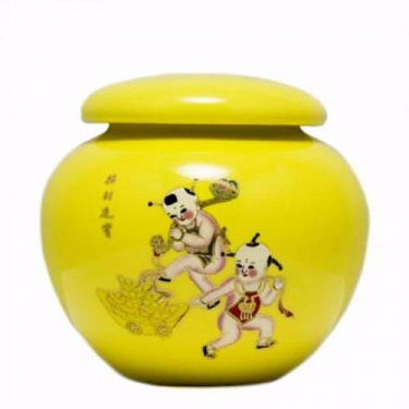 Чайница шар Дети (фарфор) желтый 150 мл