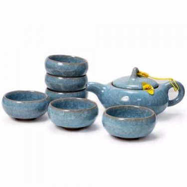 Сервиз чайный 7 предметов (глина, глазурь) голубой